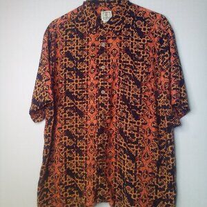 Morro Bay Shirt M Men Short Sleeve Button Up Pattern Brown Black